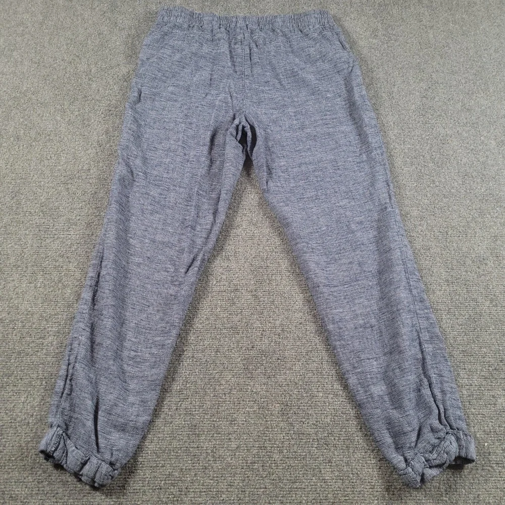 Ellen Tracy Jogger Pants Womens Small Blue Linen Blend Drawstring Elastic Cuff